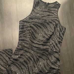 NWT Bebe Zebra Print Sequin Lace Sleeveless Jumpsuit Size 0